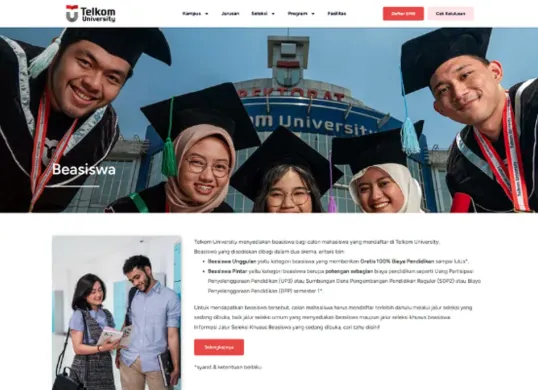 Beasiswa Telecommunication Expert Scholarship 2025, Bebas biaya kuliah untuk jurusan telekomunikasi di Telkom University. Info pendaftaran, persyaratan, dan link resmi di sini! (Sumber: smb.telkomuniversity.ac.id)