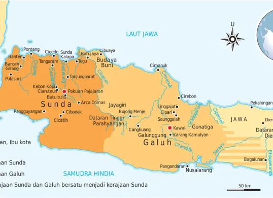 Peta Cakupan wilayah kerajaan Sunda (Sumber: Wilkipedia)