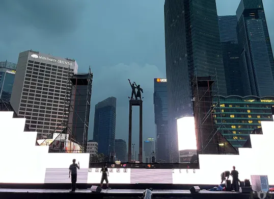 Suasana Bundaran HI, Menteng, Jakarta Pusat. (Sumber: Poskota/Muhammad Tegar Jihad Al Faruq)