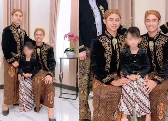 Foto prewedding pasangan sesama jenis Chico dan Wiran pakai adat Jawa viral di medsos. Simak fakta lengkap dan pro-kontra netizen tentang kontroversi ini! (Sumber: X/@creepyroom)