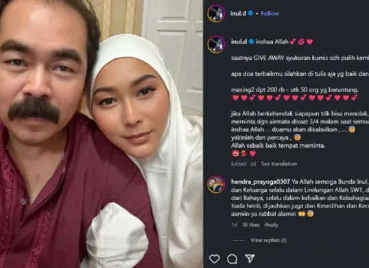 Syukuran Mas Adam sembuh, Inul Daratista berikan uang tunai melalui akun instragramnya. (Sumber: Instagram/@inul.d)