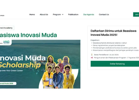 Kuliah gratis dan dapatkan modal proyek! Beasiswa Inovasi Muda 2025 untuk mahasiswa D3 dan S1 (Sumber: inovasimuda.org)