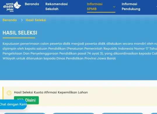 Berikut ini link dan cara cek hasil SPMB Jabar 2025. (Sumber: tangkapan layar)