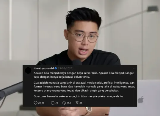 Timothy Ronald Ungkap Rahasia Sukses: Mana Lebih Penting, Kerja Keras atau Strategi Jitu? (Sumber: Instagram/@timothyronald)
