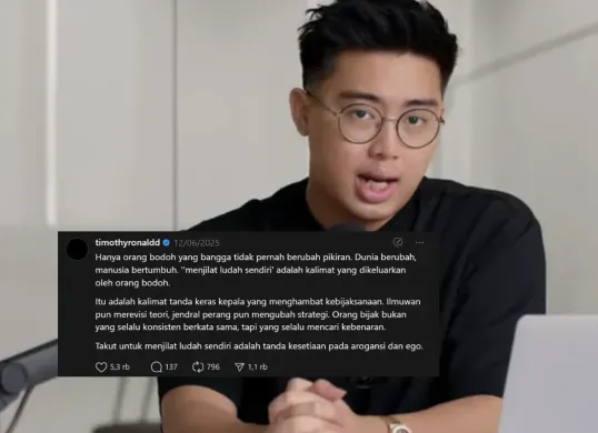 Timothy Ronald Mindset (Sumber: Threads/@timothyronald)