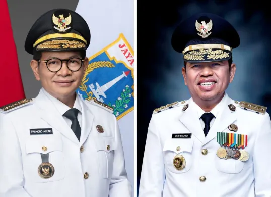 Gubernur DKI Jakarta Pramono Anung (kiri) dan Gubernur Jawa Barat Dedi Mulyadi. (Sumber: Istimewa)