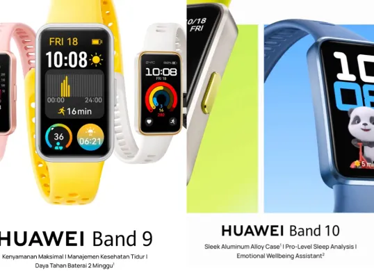 Ilustrasi perbandingan antara smartwatch Huawei Band 9 vs Huawei Band 10. (Sumber: Huawei)