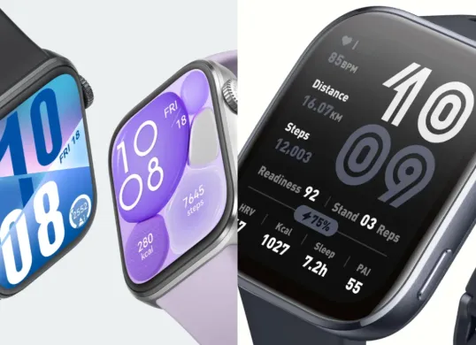 Ilustrasi perbandingan smartwatch Amazfit BIP 6 vs Huawei Watch Fit 4. (Sumber: Amazfit dan Huawei)