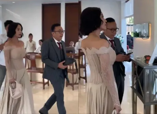 Ari Lasso dan Dearly Djoshua jadi sorotan di pernikahan Maxime Bouttier dan Luna Maya. (Sumber: X/@Meta80ki)