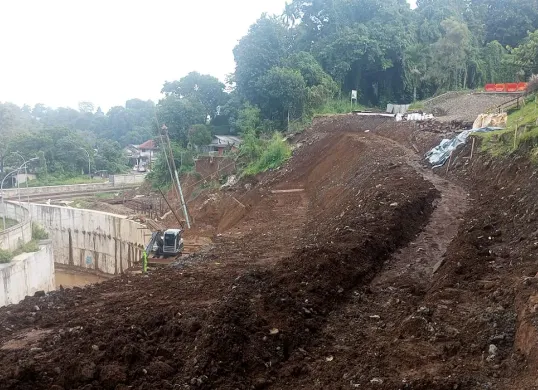 Progres percepatan penanganan tanah longsong yang terjadi di kawasan Batutulis hingga Rabu, 16 Juli 2025. (Sumber: Humas Pemkot Bogor)