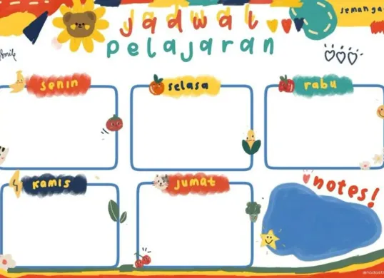 Contoh jadwal pelajaran aesthetic dari Canva yang cocok untuk siswa SD hingga SMA – kombinasi warna pastel dan layout minimalis dapat membantu meningkatkan mood belajar sehari-hari. (Sumber: Pinterest)