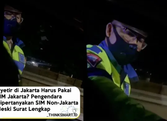 Ilustrasi video viral polisi lalu lintas yang menghentikan pengemudi dan menanyakan SIM Jakarta. (Sumber: Instagram/@_thinksmart.id)