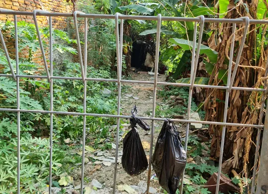 TKP ditemukannya jasad pria yang kondisinya sudah membusuk di bantaran Kali Pesanggrahan, Jakarta Barat pada Sabtu, 19 Juli 2025. (Sumber: POSKOTA | Foto: Pandi Ramedhan)