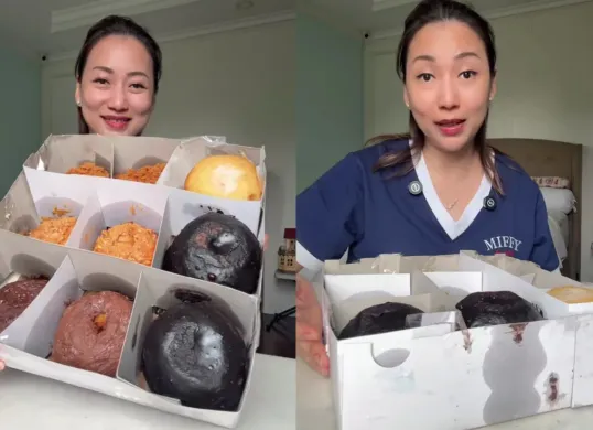 Nanakoot me-riview donat Pinkan Mambo yang viral di medsos. (Sumber: Instagram/@nanakoot_)
