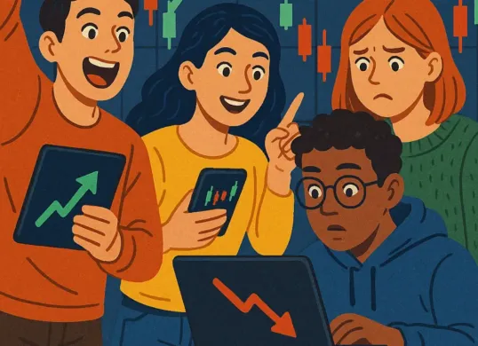 Ilustrasi Gen Z dan fenomena FOMO dalam investasi. (Sumber: chatgpt)