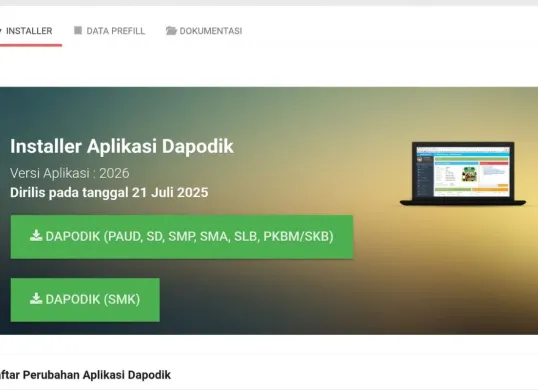 Cek di sini link download aplikasi Dapodik 2026 terbaru bagi operator sekolah. (Sumber: tangkapan layar)