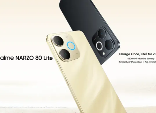 Realme Narzo 80 Lite 4G hadir dengan RAM 4GB dan 6GB, storage 128GB, serta sertifikasi ketahanan militer (Sumber: realme.com)