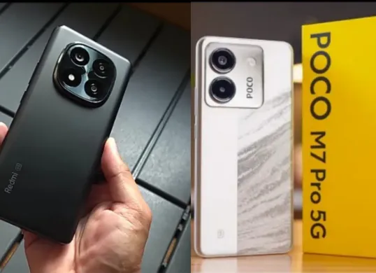 Perbandingan Xiaomi Redmi Jotr 14 Pro+ 5G dengan Poco M7 Pro 5G. (Sumber: YouTube/Putu Reza)