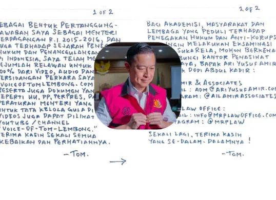 Tom Lembong sampaikan pesan khusus kepada publik usai divonis penjara 4,5 tahun kasus impor gula. (Sumber: Instagram)