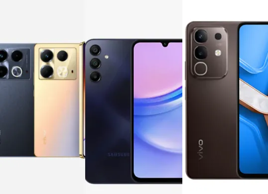 Ilustrasi perbandingan HP Rp2 jutaan dari merek Samsung, Vivo dan Infinix. (Sumber: Kolase/ Poskota)