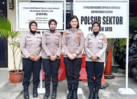 Polsub Sektor Pekayon Jaya, Kecamatan Bekasi Selatan, Kota Bekasi memiliki 12 personel yang seluruhnya adalah polisi wanita (polwan). (Sumber: Istimewa)