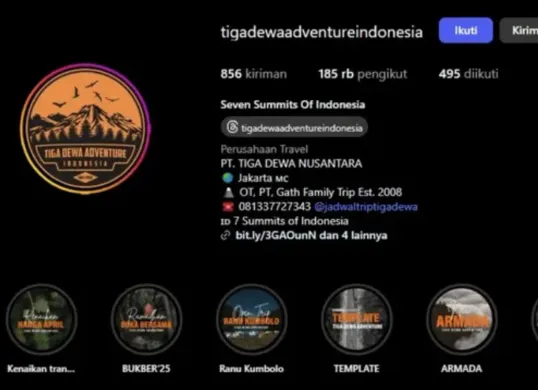 Tenda Pendaki Terancam Tak Bisa Berdiri, Tiga Dewa Adventure Viral Diduga Booking Lahan Gunung (Sumber: Instagram/@tigadewadventureindonesia)