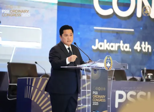 Ketua Umum (Ketum) PSSI, Erick Thohir Kongres Biasa PSSI 2025 di Hotel Ritz-Carlton, Jakarta, Rabu, 4 Juni 2025. (Sumber: PSSI)