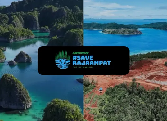 Kondisi miris Raja Ampat yang beralih jadi tambang nikel viral di media sosial, aktivis dan netizen menuntut pembatalan proyek (Sumber: Instagram/@greenpeaceid)