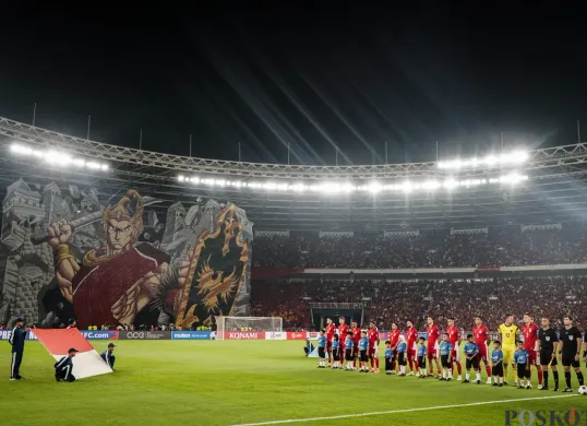 Pemain Timnas Indonesia saat laga kontra China pada Kualifikasi Piala Dunia 2026 putaran ketiga Grup C di SUGBK, Jakarta Pusat, Kamis, 5 Juni 2025. (Sumber: Poskota/Bilal Nugraha Ginanjar)