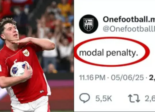 Akun media Malaysia diduga sindir Timnas Indonesia. (Sumber: Kolase/Dok.Timnas Indonesia/ X: @OnefootballM)