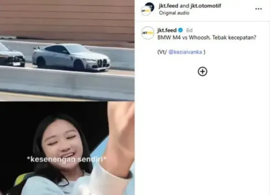 Nama Kezia Ivanka viral usai bawa BMW M4 adu cepat dengan WHOOSH. (Sumber: Instagram)