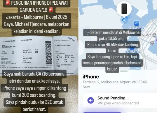 iPhone penumpang Garuda diduga dicuri (Sumber: Instagram/@michaeltjendara)