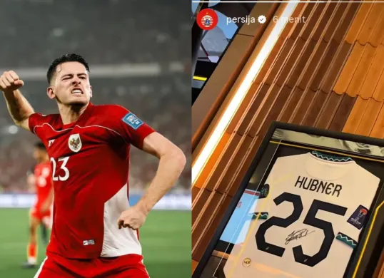 Rumor transfer Persija makin panas usai muncul kode jersey Justin Hubner di markas Persija. (Sumber: Instagram)