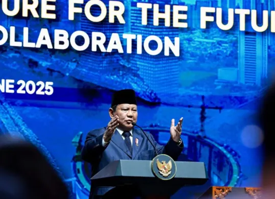 Presiden Prabowo menyampaikan pidato dalam Konferensi Internasional Infrastruktur Tahun 2025 yang digelar di Jakarta Convention Center (JCC), Jakarta, Kamis, 12 Juni 2025. (Sumber: presidenri.go.id)