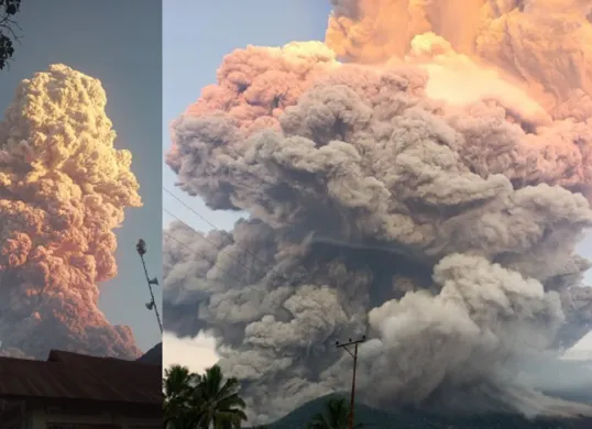 Gunung Lewotobi Laki-Laki erupsi dahsyat dengan kolom abu 10.000 meter! PVMBG naikkan status ke Awas (Level IV) dan perluas radius bahaya. Warga diimbau evakuasi 7 km dari kawah. (Sumber: X/@abdulmuhari)
