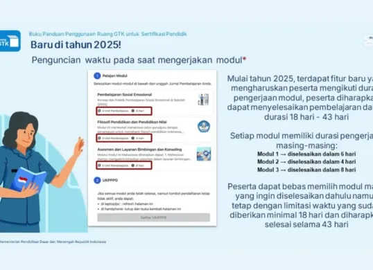 Aturan baru penguncian modul PPG 2025 di Ruang GTK, cek info lengkapnya di sini. (Sumber: YouTube/Senyum Pendidikan)