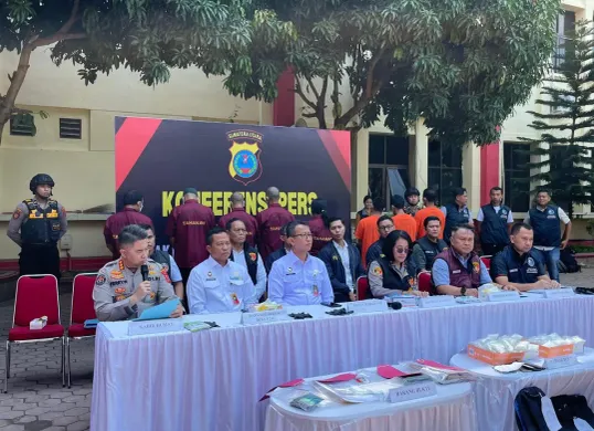 Konferensi pers pengungkapan sebanyak 189 kasus Tindak Pidana Perdagangan Orang (TPPO) dengan 546 korban yang didominasi anak-anak, di Polda Sumatera Utara. (Sumber: Mabes Polri)