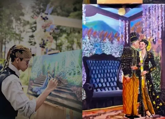Azmi Fathurrahman viral usai aksi live painting di pernikahan Al Ghazali dan Alyssa Daguise, ini profilnya. (Sumber: Istimewa)