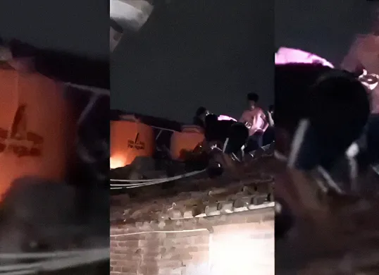Situasi saat warga berupaya mengamankan seorang terduga pelaku pencabulan terhadap anak di Kecamatan Karang Bahagia, Bekasi. (Sumber: Dok Warga)