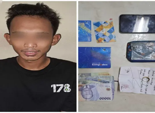 Unit Reskrim Polsek Grogol Petamburan menangkap seorang pemuda berinisial FN, 25 tahun yang diduga mencuri tas pemilik warung di Jakarta Barat. (Sumber: Polsek Grogol Petamburan)