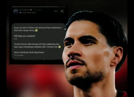 Pemain Timnas Indonesia, Kevin Diks terjebak di bandara Qatar usai liburan karena dampak konflik Iran-AS. (Sumber: Instagram/@halfblood_indonesie1)