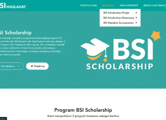 BSI Scholarship 2025 buka pendaftaran! Dapatkan bantuan UKT 2 tahun, pelatihan kepemimpinan, dan magang di bank syariah. Daftar sebelum 29 Juni! (Sumber: bsischolarship.id)