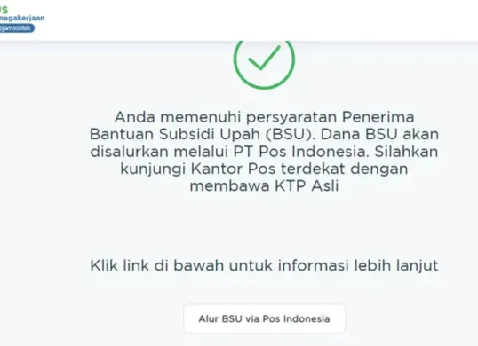 Lolos BSU Tapi Belum Dapat Uang? Begini Prosedur Pencairan Resmi dari Kemnaker (Sumber: bsu.bpjsketenagakerjaan.go.id)