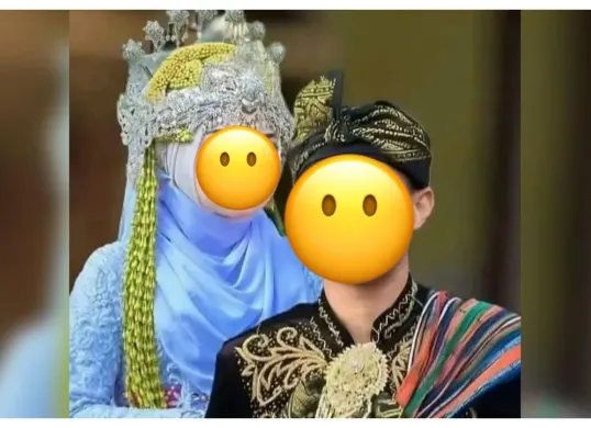 Pengantin viral asal Lombok, Rodi Handika dan Nurdiana . (Sumber: X/@RacoonEntID)