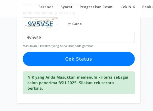 Ilustrasi cara cek validasi NIK KTP penerima BSU 2025 di laman bsu.kemnaker.go.id. (Sumber: Kemnaker)