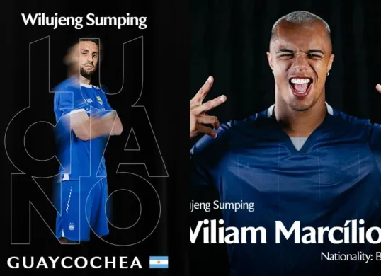 Potret dua pemain anyar Persib Bandung, Luciano Guaycochea (kiri) dan Wiliam Marcilio (kanan) yang disebut membuat lini tengah dan serang Maung Bandung makin gahar. (Sumber: Persib)