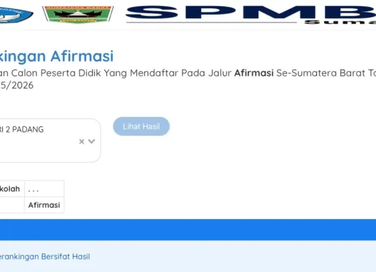 Link pengumuman hasil SPMB Sumbar 2025 (Sumber: SPMB Sumbar)