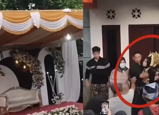 Momen kericuhan pernikahan di Lombok Tengah yang viral di media sosial. Terlihat rombongan pengantin pria memilih pulang usai mengetahui status pernikahan mempelai wanita. (Sumber: TikTok/@kokormc)