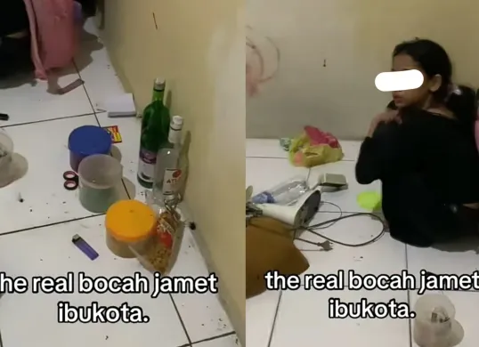 Empat orang bocah perempuan diduga minum minuman beralkohol di sebuah kosan. (Sumber: TikTok/@rrnfgt)