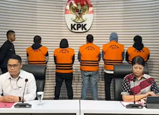 Potret penetapan 5 tersangka dugaan korupsi proyek pembangunan jalan di Sumatera Utara (Sumut). (Sumber: Instagram/@official.kpk)